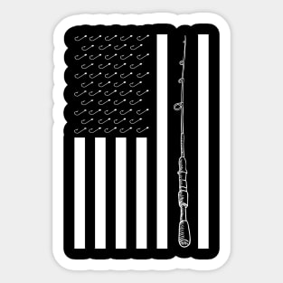 Patriotic Fishing Pole American Flag Fishing Gift Sticker